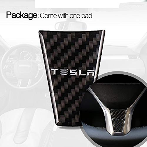 CoolKo Carbon Fiber Steering Wheel Down Black Sticker Modified Decoration Compatible with Model S and Model X [1 Piece] - Thumbnail 5