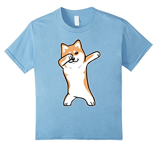 Kids Dog Meme T-shirt - DABBING SHIBA INU DOGE shirt 10 Baby Blue