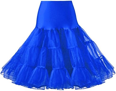 Lidory 50s Vintage Blue Crinoline Petticoats For Women,Underskirt Tulle Skirt For Dresses (L, Blue)