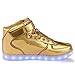 TUTUYU Boys and Grils 11 Colors LED Light Up Shoes High Top Fashion Flashing Sneakers (US6(Big Kid)=EUR39, Gold)