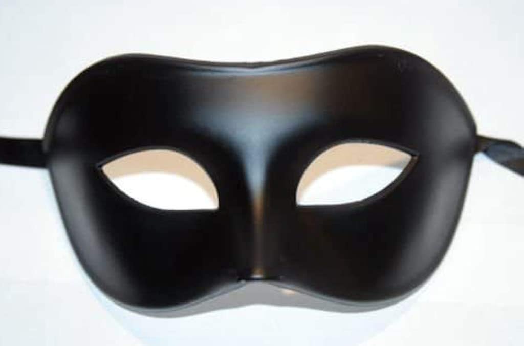THE GOOD LIFE - MENS MIDNIGHT BLACK VENETIAN MASQUERADE CARNIVAL PARTY BALL EYE MASK, 9cm Deep