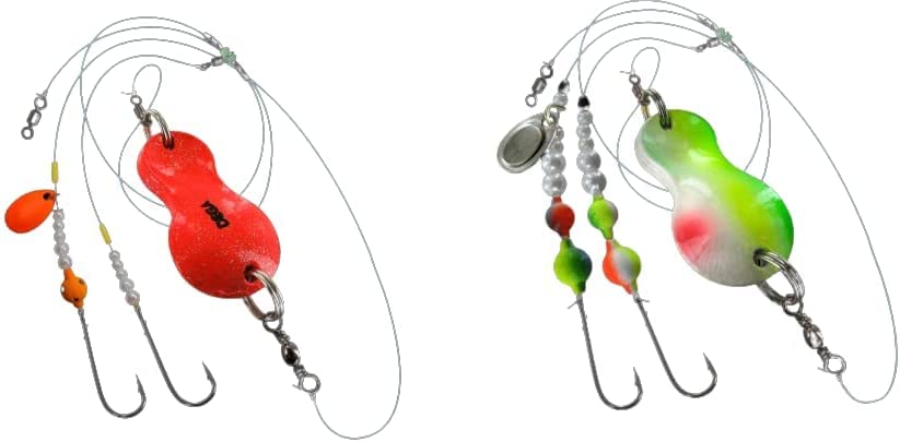 blntackle76 Jenzi Flatfish Spoons Lure Fishing Assembled 80 g Orange Glitter 80 g Green / White / Red and Free Petri Heil! Sticker Set of 2