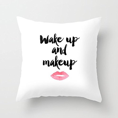 18" X 18" Wake Up And Make Up Girls Throw Pillow Cover Pillow Cases Decorative Square Cushion Cover Zopoa