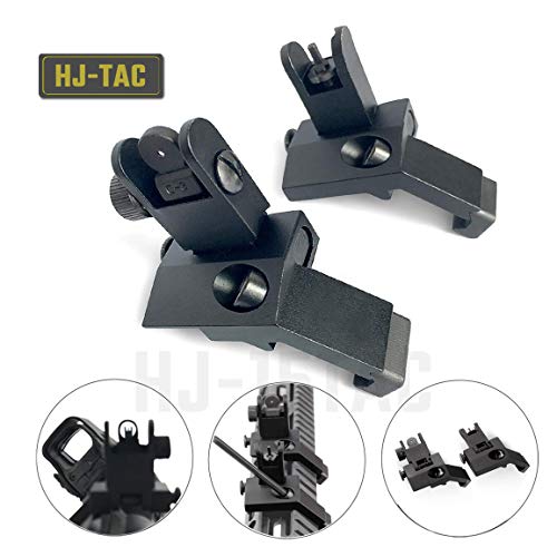 Hojan Outdoor Sports Tactical Low-Profile 45 Degree Flip-up Front & Rear Offset Backup Iron Sights Co-Witness Sight Set BUIS (Black)
