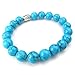 KONOV Natural Energy Stone Beads Gemstone Mens Womens Bracelet, 10mm Buddha Mala, Blue Silver