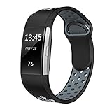 SWEES Silicone Sport Bands Compatible Fitbit Charge 2, Breathable Sport Replacement Bands with Air Holes Small & Large (5.7