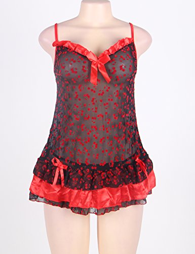 Maxde-Sexy-Babydoll-Lingerie-for-Women-Plus-Size-for-Sex-Sleepwear-Set-Nightwear-with-Underwire-Black-With-Floral
