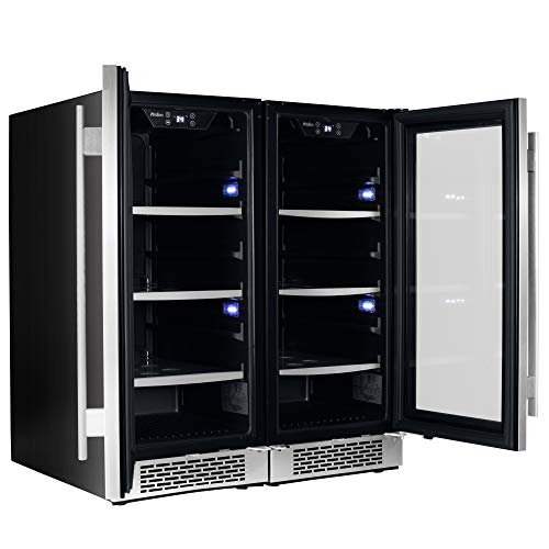 Avallon ABR151SGDUAL Stainless Steel 30 Inch Wide 172 Can Energy Efficient Beverage Center with LED Lighting, Double Pane Glass, Touch Control Panel and Lockable Doors