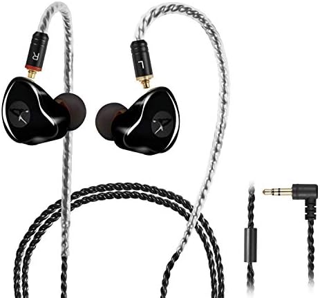 In-ear Monitor Headphones, Wired Earbuds Earphone /Noise-Isolating Sweatproof Earphones HiFi Stereo, 3 Earphone Tips, MMCX Detachable Cable + Carrying Bag (Without Mic)