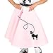 Hip Hop 50's Shop 1950s Girls 4 Piece Poodle Skirt Costume Outfit for Kids with Accessories (glasses, socks, scarf) (Child Medium Light Pink)