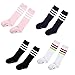 Natuworld Pack of 4 Children Girls Boys Toddlers Cotton Thicken Knee Long Soccer Socks Team Socks for 6-7 Years Old Kids(diffrent color)