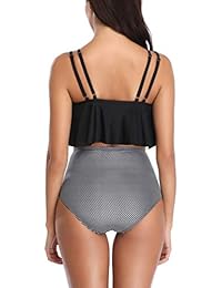 Eomenie traje de baño de dos piezas con cintura alta y tirantes para dama