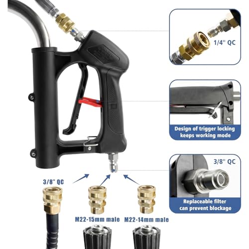 20" Pressure Washer Surface Cleaner, Dual Handle with 4 Wheels, Stainless Steel Housing Includes 4 Nozzles & 2 Hose Adapters, Perfect for Driveways, Sidewalks, Patios, and Deck Cleaning