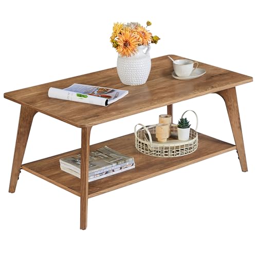 VASAGLE MAEZO Collection - Coffee Table, 2-Tier Center Table with Storage, Tape…