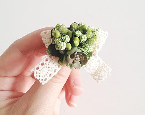 Imitation Succulent Plants Brooch - Mori Girl - Green Foam Fruits - Forest - Green Leaves －Cotton lace - Kid - Wedding - Woodland