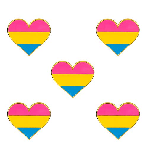Pack 5 Pansexual Pride Heart Shape Lapel Pin Brooches Pins Flag badge Brooch Badges (Pansexual)… — image 1