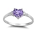 Sterling Silver Simulated Amethyst Heart Ring Love Band Solid 925 Size 9