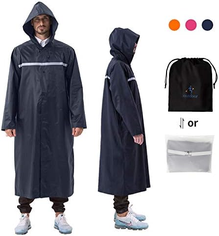 Premium Raincoat Waterproof Reusable with Reflective Tape,Rain Poncho Tear Resistant with Drawstring Hoods Sleeves for Adults Womens Mens Ladies,Rain Jacket for Festival Emergency Hiking