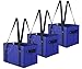 Earthwise Deluxe Collapsible Reusable Shopping Box Grocery Bag Set with Reinforced Bottom Storage Boxes Bins Cubes (Royal)
