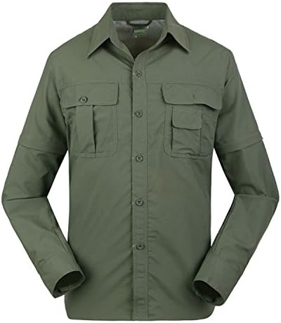 LNJLVI Men's Convertible Shirts Outdoor Quick Dry UV Protection Fishing Shirts with Inner Mesh