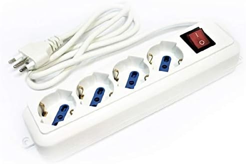 Régua de energia Schuko de 4 lugares com interruptor de energia