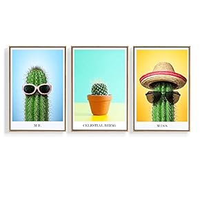 3 Piece Canvas Wall Art for Living Room, Bedroom Green Plants Framed Canvas Prints for Home Decoration Ready to Hang - 16"x24"x3 Panels