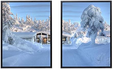 50x70cm X2枚 ライト高級 クリスタル磁器の装飾画 黒アルミ合金フレーム 木雪吹きだまり木服装の家冬の窓 アートパネル 壁掛け絵画 インテリアアート 現代 壁飾り 部屋飾り 壁ポスター 絵画 玄関 おしゃれ モダン 壁掛け Bahramradan Com