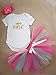 AISHIONY 3PCs Baby Girls' 1st Birthday Tutu Onesie Skirt Dress Headband Outfit,L,Rainbow,12 Months