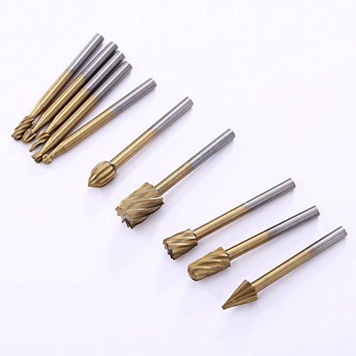 10pcs/Set HSS Titanium Dremel Routing Rotary Milling Cutter Tool Rotary File Cutter Wood Tool Bur Bit Engraving Bits Tool - Thumbnail 2