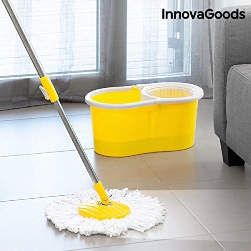 InnovaGoods Double Action Swivel Mop with Cube, Yellow, Unitalla