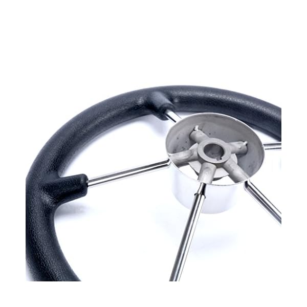 Amarine-made-13-12-Inch-Boat-Marine-5-Spoke-Destroyer-Steering-Wheel-with-Black-Foam-Grip