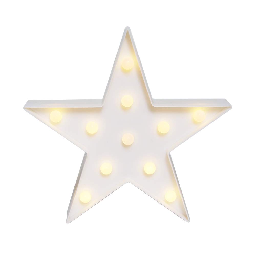 GUOCHENG Lovely Star LED Night Light Battery Operated LED Marquee Sign Decorative Table Lamps for Baby Children Bedroom Nursery Christmas Birthday Party(White)
