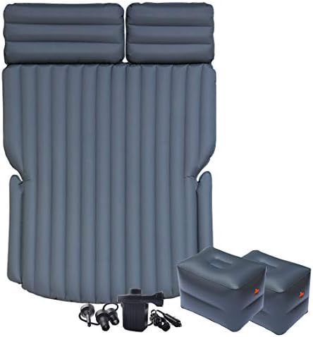 車中泊 エアーベッド 車載 エアーマット 後部座席 車中仮眠グッズ クッション 電動ポンプ付き 旅行 ピクニック キャンプ マット アウトドア ヴェルファイア ノア ヴォクシー セレナ オデッセイなど車種に対応 A1グレー