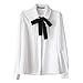ETOSELL Womens Button Down Shirt Long Sleeve White Cotton Peter Pan Blouses White Collared Dress Shirt with Bow Tie