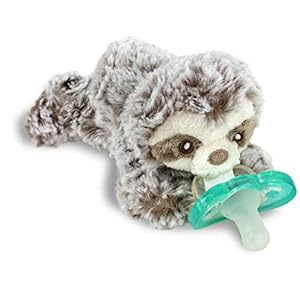 RaZbaby RaZbuddy JollyPop Pacifier Holder w/Removable Baby Pacifier – 0m+ – BPA Free – (Sloth)