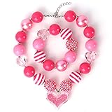3 otters Chunky Bubblegum Necklace, Chunky Bubblegum Beaded Necklace and Bracele