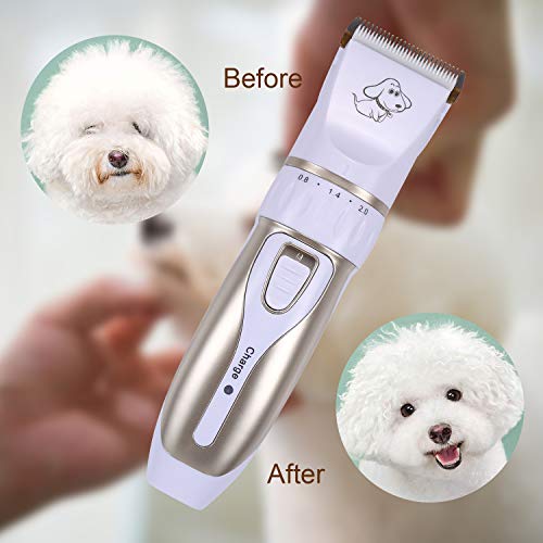 AONOKOY Dog Clippers Low Noise Dog Grooming Kit Rechargeable Cordless Electric Pet Shaver Professional Dog Hair Trimmer Set for Dogs Cats and Other Animals - Thumbnail 6