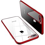 TORRAS Crystal Clear iPhone 8 Plus Case/iPhone 7 Plus Case, [Anti-Yellowing] Soft Silicone TPU Cover Slim Thin Gel Phone Case for iPhone 7 Plus/8 Plus, Red