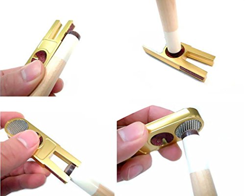 Ace Select Billiard Pool Cue Tip Shaper Tool, U Shaped 5 in 1 Scuffer Burnisher Multi Functional Cue Tip Trimmer for Cue Snooker Tips - Gold