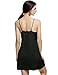 Halife Women's Sexy Sling V-neck Lace Trim Satin Chemises Slip Sleepwear (M, Black)