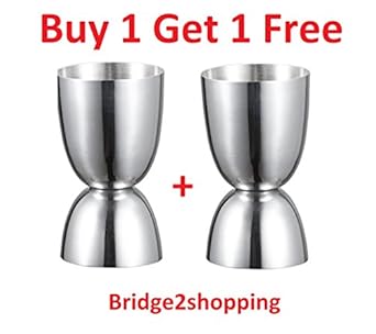 Bridge2shopping Set of Chromium Plated Double Side Peg Measure and Cocktail Shaker , 30/60 ml