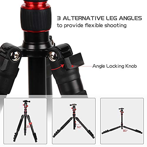 ZOMEi Camera Tripod Lightweight Travel Tripod Monopod 2 in 1 Portable Camera Tripod Stand with 360 Degree Ball Head, Remote Bluetooth and Phone Clip for Canon Nikon Sony GoPro DSLR SLR, Smartphone - Thumbnail 4