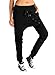 BAISHENGGT Women's Drop Crotch Hip Hop Jogger Harem Pants Large Solid Black