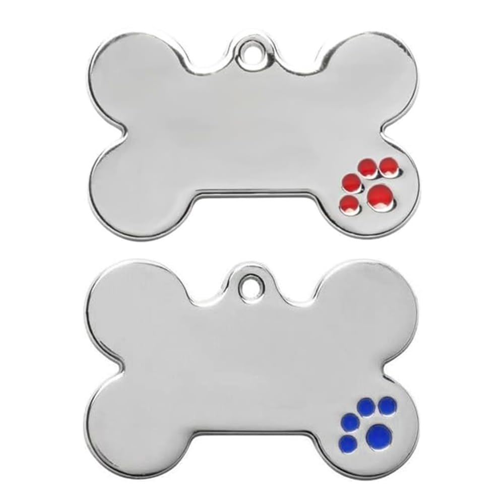 CENPEK 2 Blank Bone Shaped DIY Personalized Pet Name Tags
