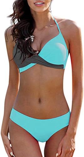 JiaMeng Womens Padded Push-up Bra Bikini Set Patchwork Color Swimsuit Bathing Suit Swimwear Beachwear