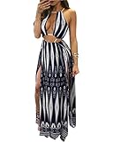 BIUBIU Women's Boho Rayon Halter Summer Beach Party Cover Up Dress Navy XL