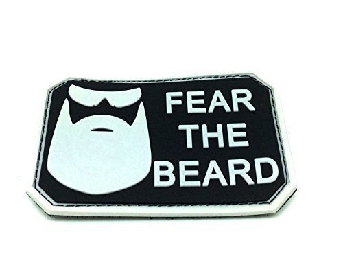Fear The Beard Black PVC Airsoft Paintball Patch