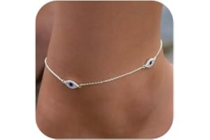 Bheop Ankle Bracelets for Women 14K Gold Silver Plated Anklets for Women Waterproof Boho Evil Eye Pearl Charm Pendant Beaded Foot Chain Adjustable Dainty Summer Beach Jewelry Set Gifts Non Tarnish