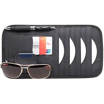 VXAR Car Sun Visor Organizer Leather Holder Black