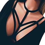 Han Shi Hollow Out Bra, Women Fashion Strappy Bustier Alluring Harness Elastic Cage Bras